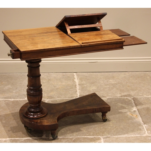 786 - A Victorian mahogany reading or duet music table, the rectangular top with two opposing easel slopes... 