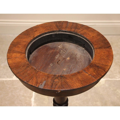 803 - A William IV rosewood and simulated rosewood pedestal crocus table, the detachable white marble top ... 