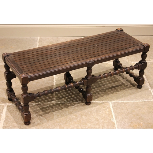 837 - An oak bench or window seat, early 20th century, made with timber from Britain's obsolete battleship... 