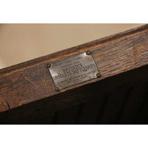 837 - An oak bench or window seat, early 20th century, made with timber from Britain's obsolete battleship... 