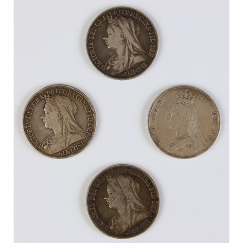 112 - Victoria (1837-1901), Four silver crowns, 1891, 1896, 1899, and 1900 (4)