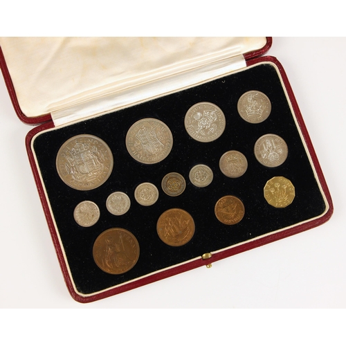 120 - A Royal Mint King George VI 1937 specimen part coin set, lacking some maundy examples, set within a ... 