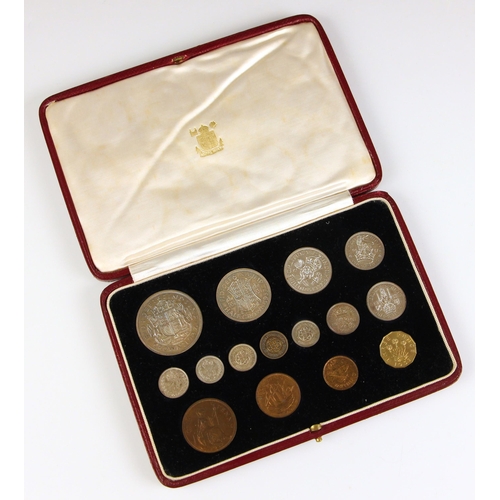 120 - A Royal Mint King George VI 1937 specimen part coin set, lacking some maundy examples, set within a ... 