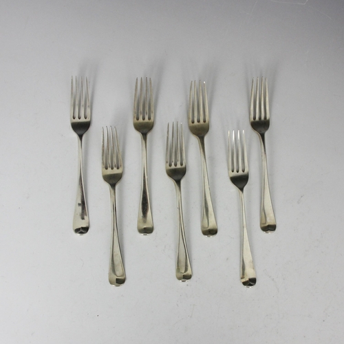 18 - A set of five George III silver Hanoverian pattern dessert forks, possibly Solomon Hougham, London 1... 