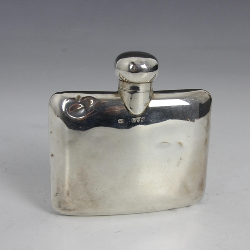 59 - An Edwardian silver hip flask, William Neale, Chester 1908, of plain polished rectangular design, wi... 