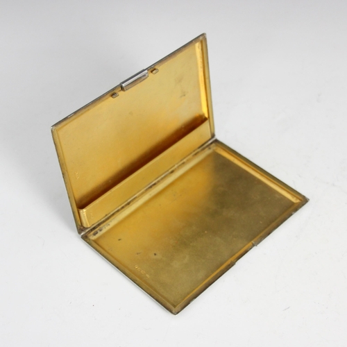 60 - A George V silver cigarette case, Thomas William Lack, London 1936, of rectangular form with engine ... 