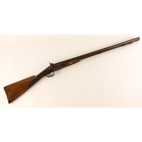 640 - A percussion cap double barrel shotgun, 19th century, with 787mm (31