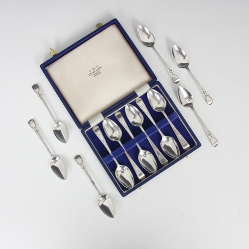 71 - A set of six George III silver bright cut engraved teaspoons, Hester Bateman, London 1781, of typica... 