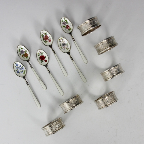 72 - A set of six silver napkin rings, Henry Griffith & Sons Ltd, Birmingham 1971, of circular form with ... 