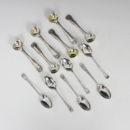 73 - A set of six George IV Kings Pattern silver mustard spoons, Randall Chatterton, London 1825, of typi... 