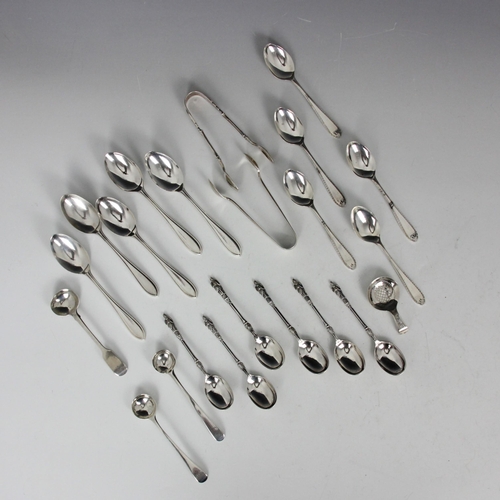 74 - A selection of silver, including a set of six George V silver apostle style teaspoons, Atkin Brother... 