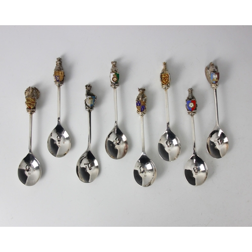 75 - A set of eight silver and enamel ‘The Queen’s Beasts’ spoons, Toye Kenning and Spencer, Birmingham 1... 