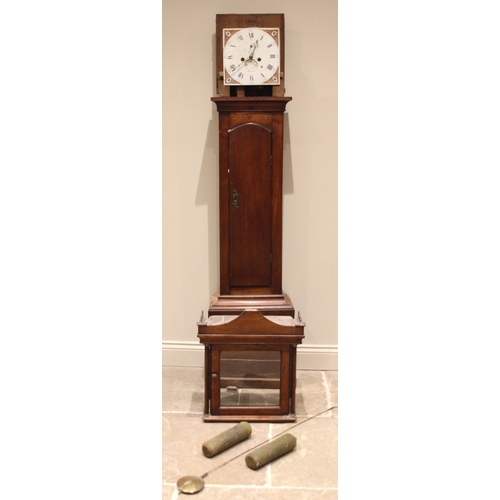 709 - A George III oak cased longcase clock, indistinctly signed by the maker from Holt, the 29cm painted ... 