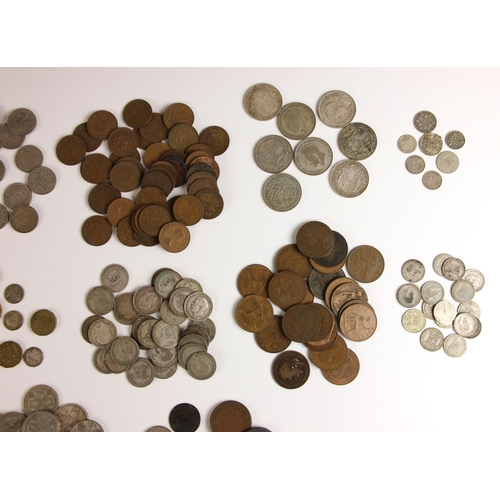 113 - A quantity of pre-1947 British coinage, to include half crowns, florins, shillings, 6d's, and 3d's, ... 