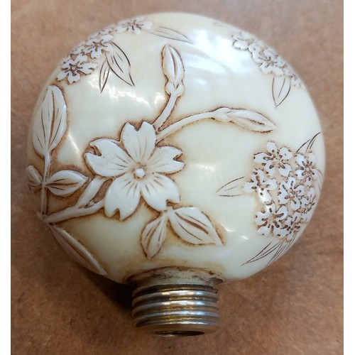 356 - Attributed to Thomas Webb & Sons, a Victorian silver mounted Stourbridge ivory coloured glass scent ... 