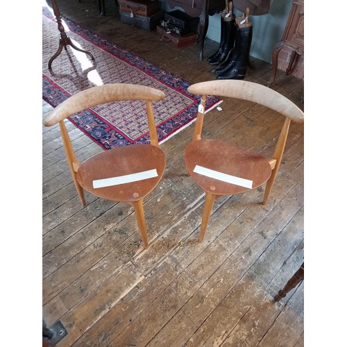 846 - A set of six Danish mid 20th century teak and beech wood stacking dining chairs, Hans Wegner for Fri... 