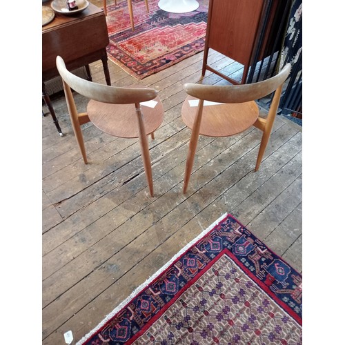 846 - A set of six Danish mid 20th century teak and beech wood stacking dining chairs, Hans Wegner for Fri... 