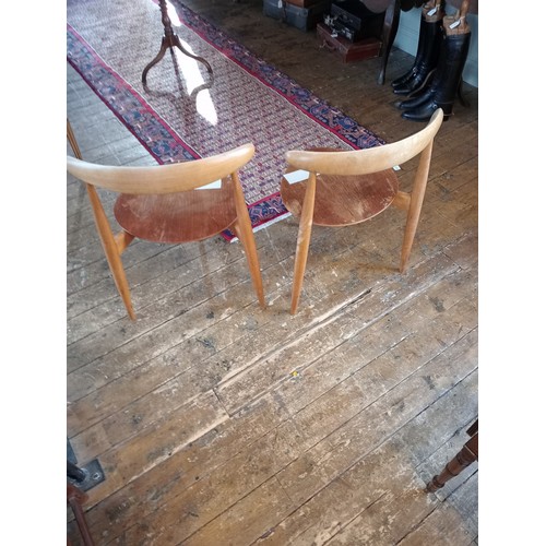 846 - A set of six Danish mid 20th century teak and beech wood stacking dining chairs, Hans Wegner for Fri... 