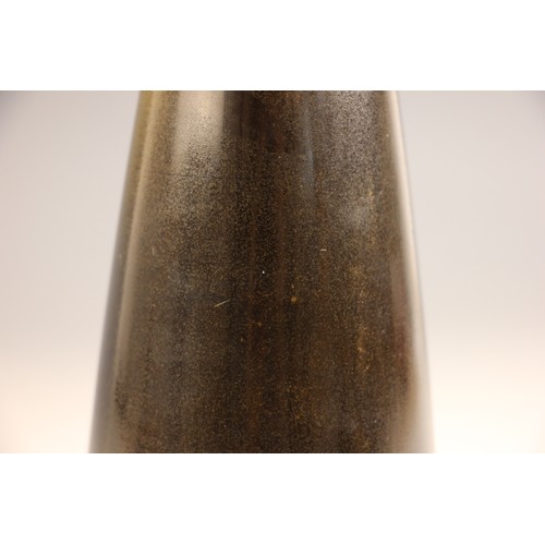 591 - A Japanese polished bronze vase, 20th century, the slender tapering vase applied with a ship at sea,... 