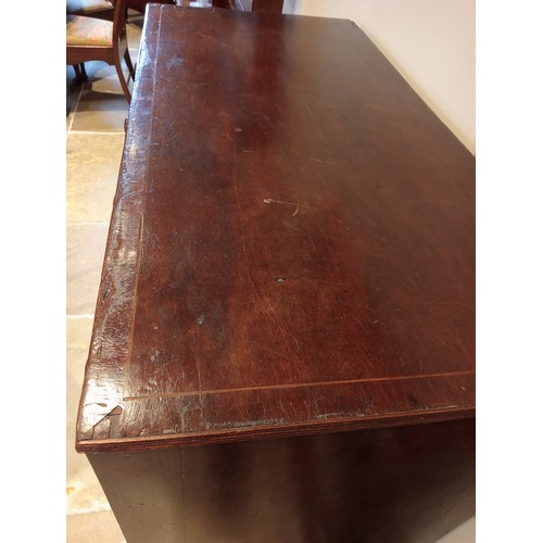 779 - A 19th century mahogany chest of drawers, the rectangular top with a reeded edge over an arrangement... 