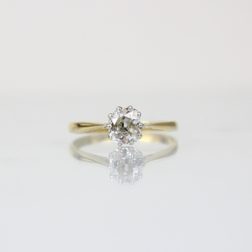 293 - An Edwardian diamond solitaire, the old cut diamond within a yellow metal claw setting, leading to t... 