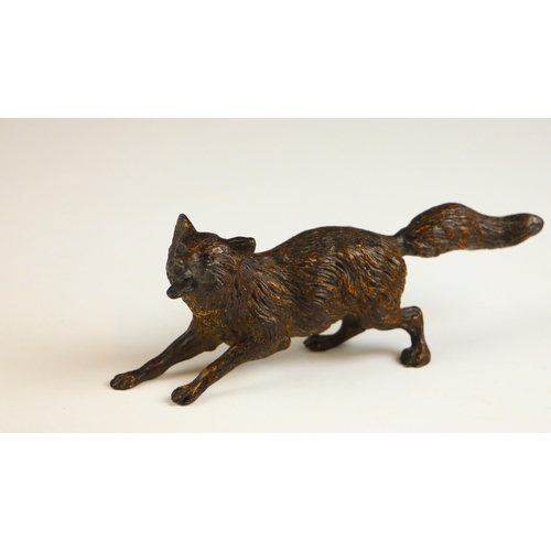 376 - A cold painted bronze model of a snarling fox in the manner of Franz Bergman (Austrian, 1898-1963), ... 