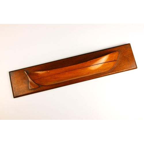 508 - A scratch built half hull model of a sailing vessel, early 20th century, 35.5cm long, set to a mahog... 