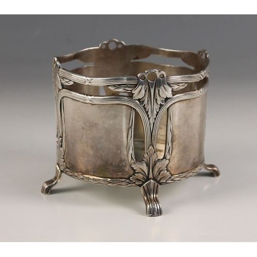 514 - A WMF Jugendstil silver plated cache pot, early 20th century circa 1903, the pierced body formed of ... 