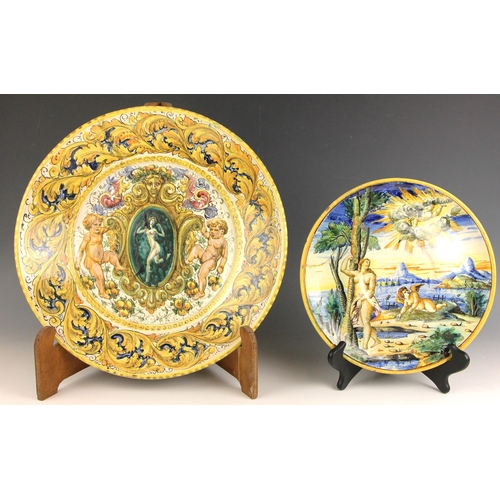 565 - An Italian maiolica Urbino style 'Istoriato' shallow bowl of large proportions, late 19th or early 2... 