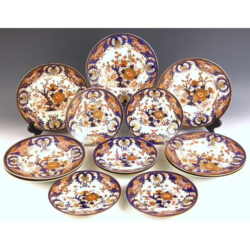 588 - Seven Crown Derby soup plates each hand painted in the ‘King’s Imari’ pattern, early 19th century, p... 