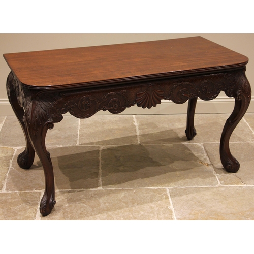 1012 - An Italian style mahogany console table, early 20th century, the D shaped top with a reeded edge ove... 