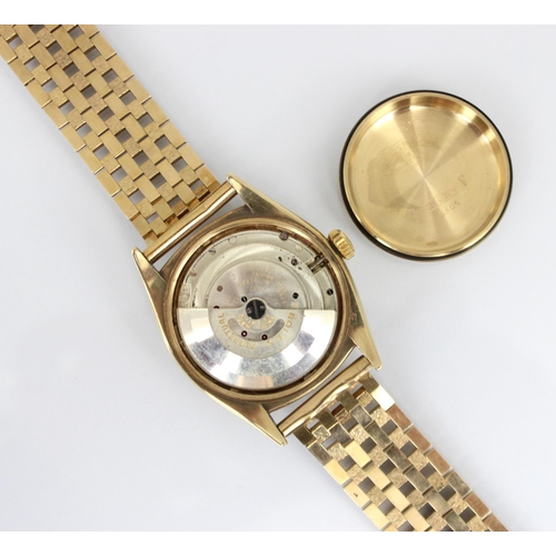 157 - A mid 20th century 9ct Rolex Oyster Perpetual Datejust 'Red' wristwatch, ref: 6305, the circular pat... 