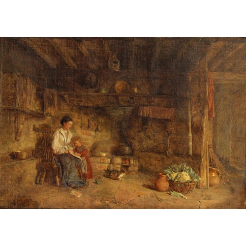 416 - Thomas Faed RSA (Scottish, 1826-1900),  
'Happy Hours', a mother and daughter in the parlour,  
Oil ... 