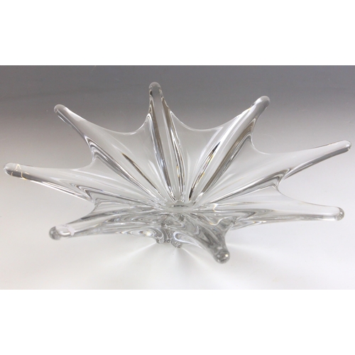 530 - A glass fruit dish modelled as an eight armed starfish, probably Baccarat, 20th century, 40cm wide