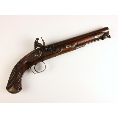 718 - An officer's Flintlock pistol by Prosser, early 19th century, the sighted barrel engraved 'Charing C... 