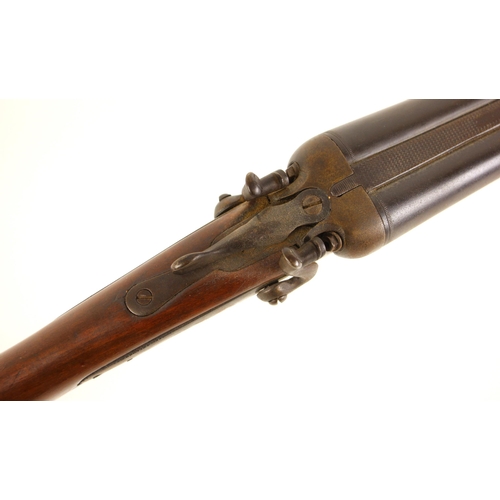 726 - A breech loading percussion cap double barrel shotgun, 19th century, the 18mm diameter barrels 76cm ... 