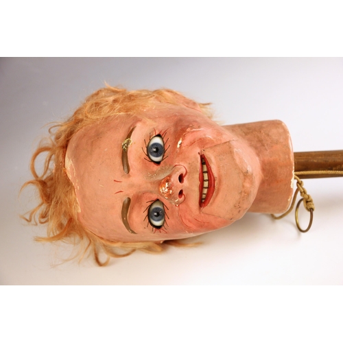 760 - An early-mid 20th century painted papier mache ventriloquist dummy head, possibly by Alfred LeMare, ... 