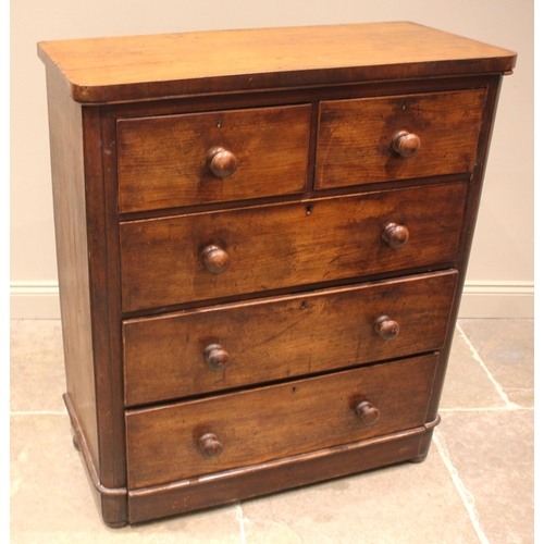 944 - A Victorian mahogany and stained pine chest of drawers, the rounded rectangular top over an arrangem... 