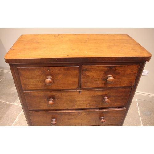 944 - A Victorian mahogany and stained pine chest of drawers, the rounded rectangular top over an arrangem... 