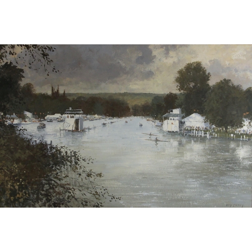 418 - Roy Perry (British, 1935-1993),  
'Henley Regatta',  
Oil on board,  
Signed lower right, titled to ... 