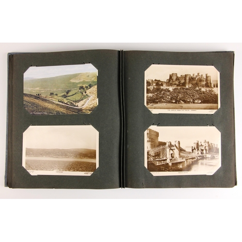 730 - An early 20th century postcard album of predominantly Welsh interest, containing views of Llangollen... 