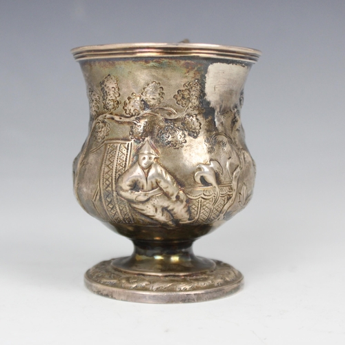 96 - A George III silver christening mug, possibly William Frisbee, London 1788, the serpent cast handle ... 