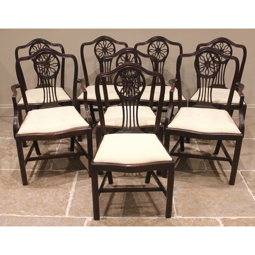 1015 - A set of eight Hepplewhite style mahogany dining chairs, mid 20th century, each with an arched back ... 