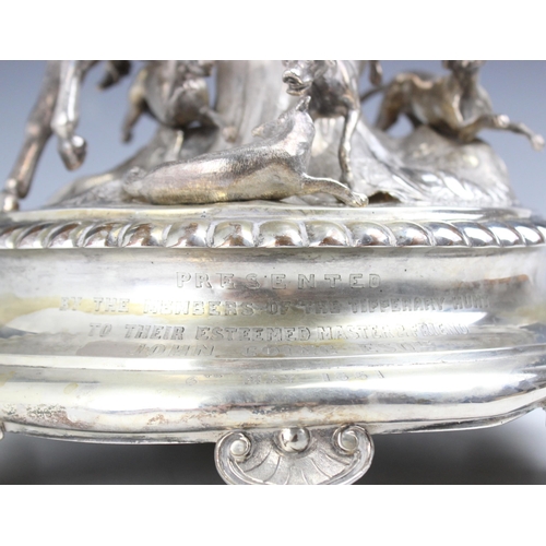 50 - Hunting interest: A large Victorian silver centrepiece, Stephen Smith & William Nicholson, London 18... 