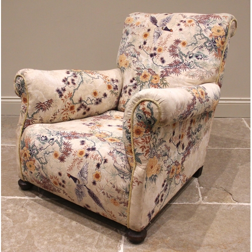 957 - A deep-seated armchair in the manner of Howard & Sons, late 19th/early 20th century, later re-covere... 