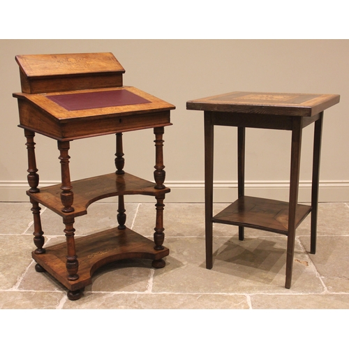 977 - A Victorian walnut davenport whatnot, the hinged stationery  compartment over a writing slope and tw... 