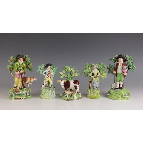 613 - A collection of five Walton pottery bocage figures, early 19th century, examples to include 'The Spo... 