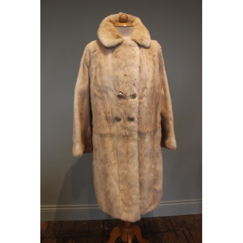 663 - A champagne mink double breasted fur coat, labelled for Continental Furs of Blackpool, size medium, ... 