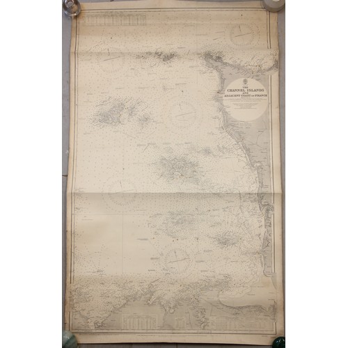 752 - A collection of naval charts covering the Engish Channel, early 20th century, to include 'Dover And ... 