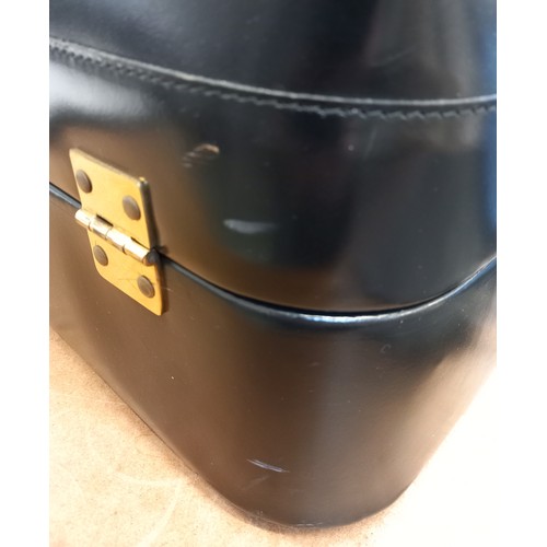 656 - A Swaine Adeney Brigg black leather two section locking bottom weekender bag, 49cm W x 26cm D x 38cm... 